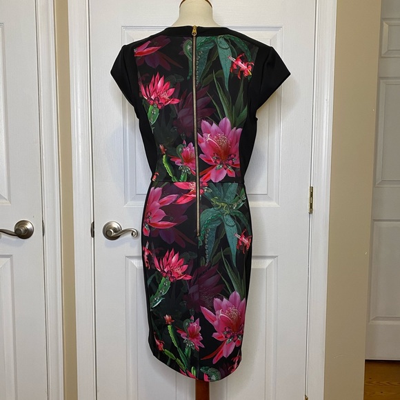 TED BAKER Carpal Chameleon Black Sheath Dress - Picture 5 of 8